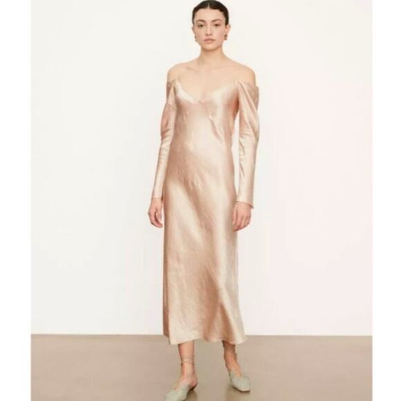 Vince Draped Sleeve Cold-Shoulder Slip Dress Size Large - Picture 3 of 8